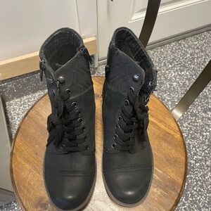 Rockport Cobb Hill Leather Black Women's Moto Lace-Up Boots